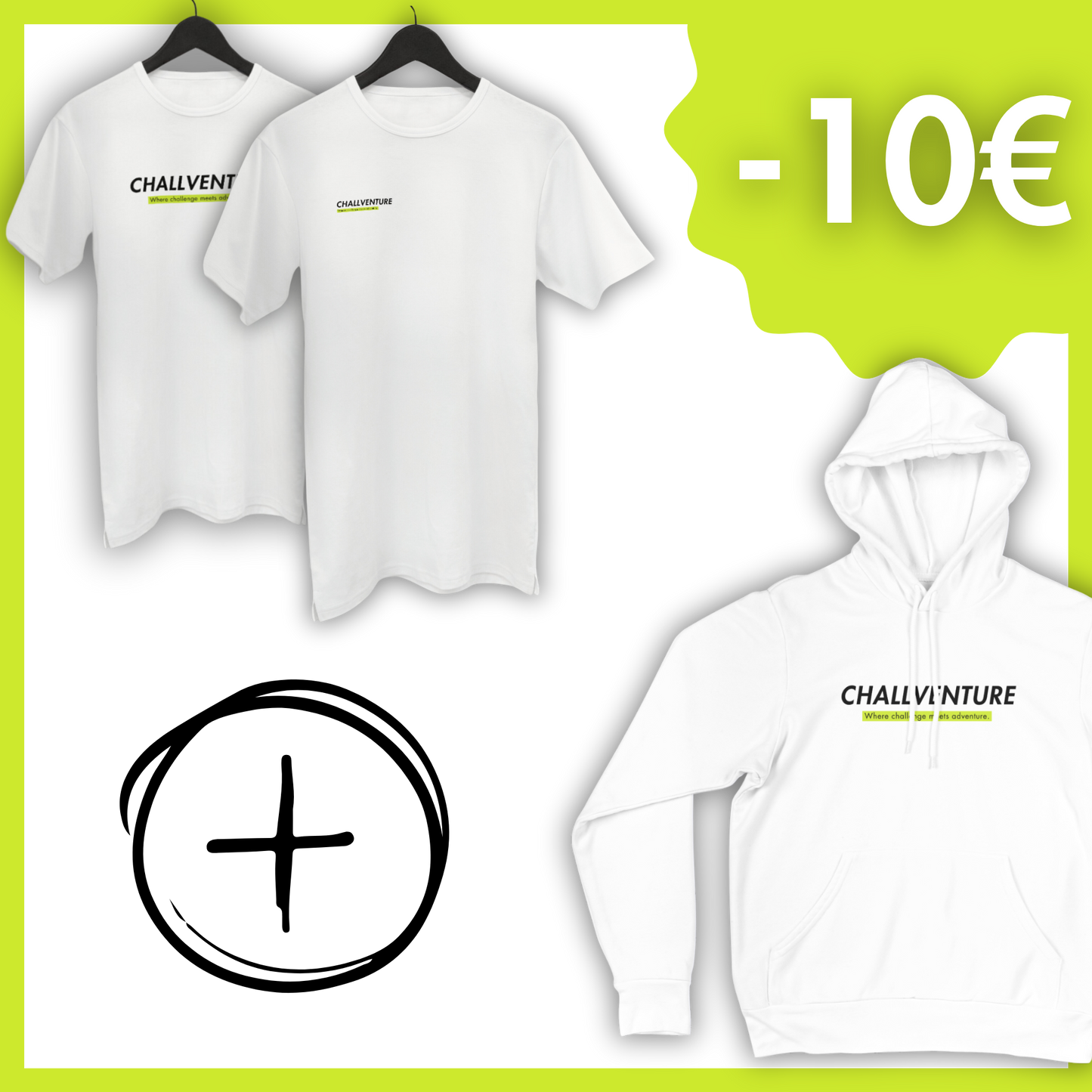 All-White-Bundle 2x T-Shirt und 1x Hoodie